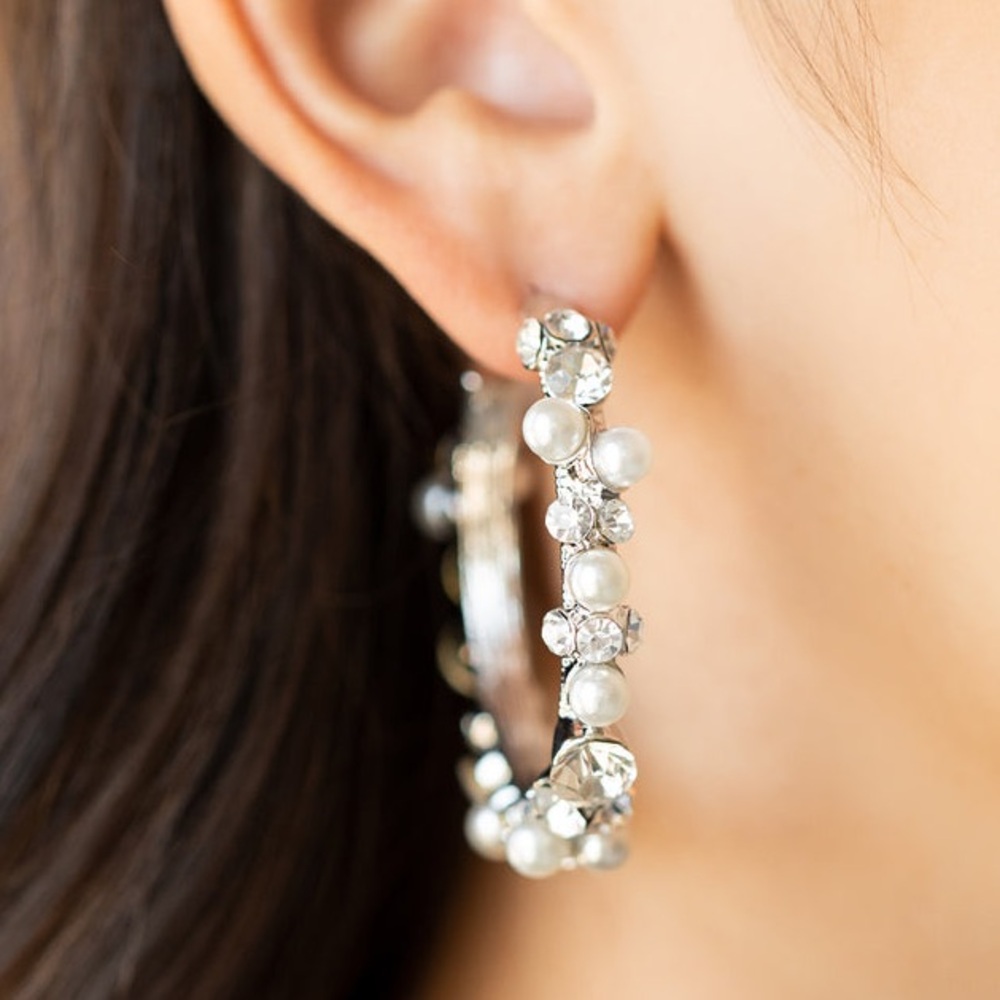 Elegant Silver and Pearl Hoop Earrings